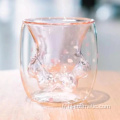 tasse en verre de chat en verre double